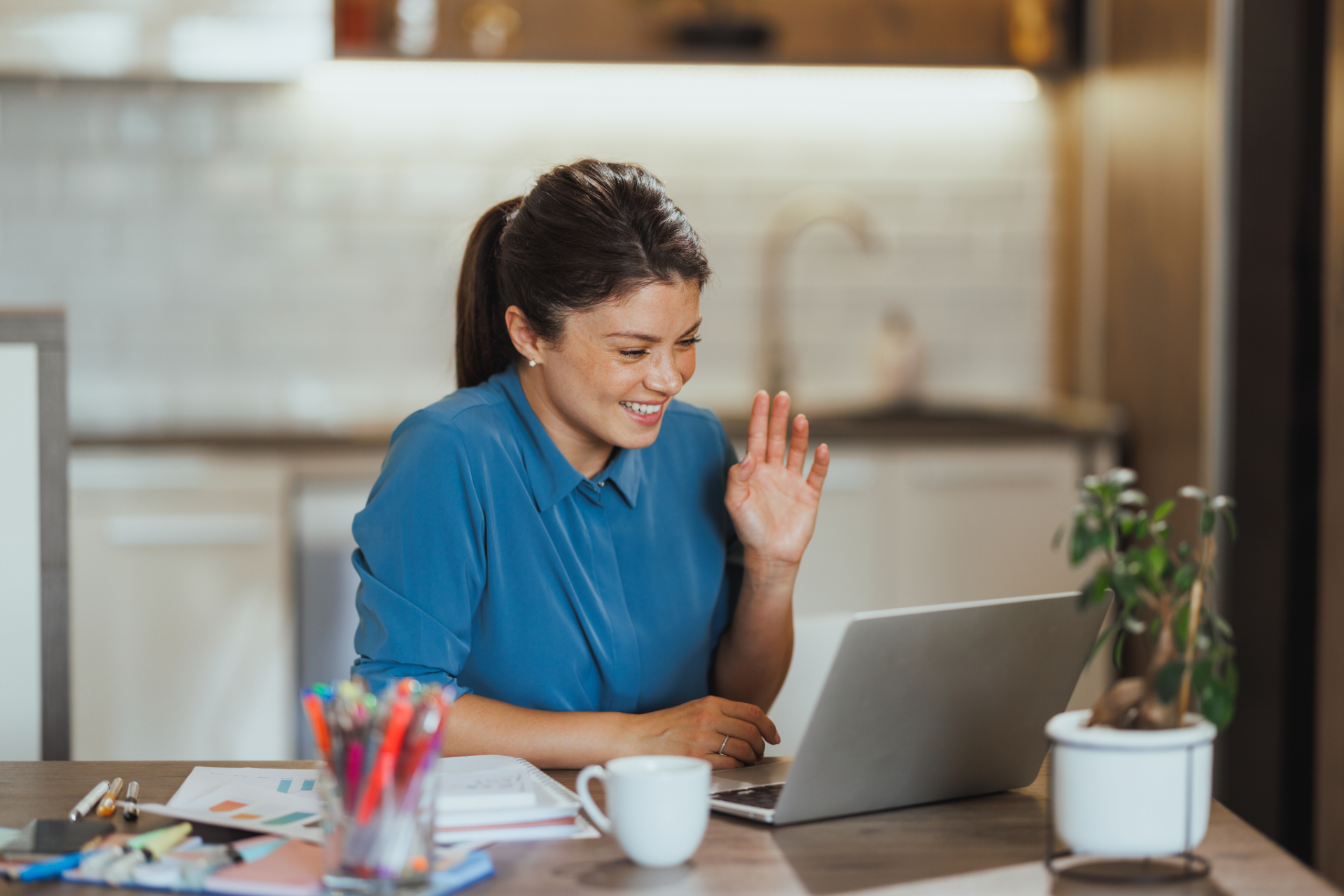 Woman Meeting Online At Home